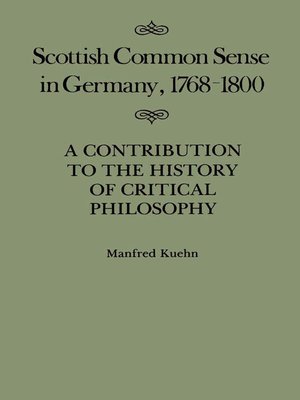 cover image of Scottish Common Sense in Germany, 1768-1800